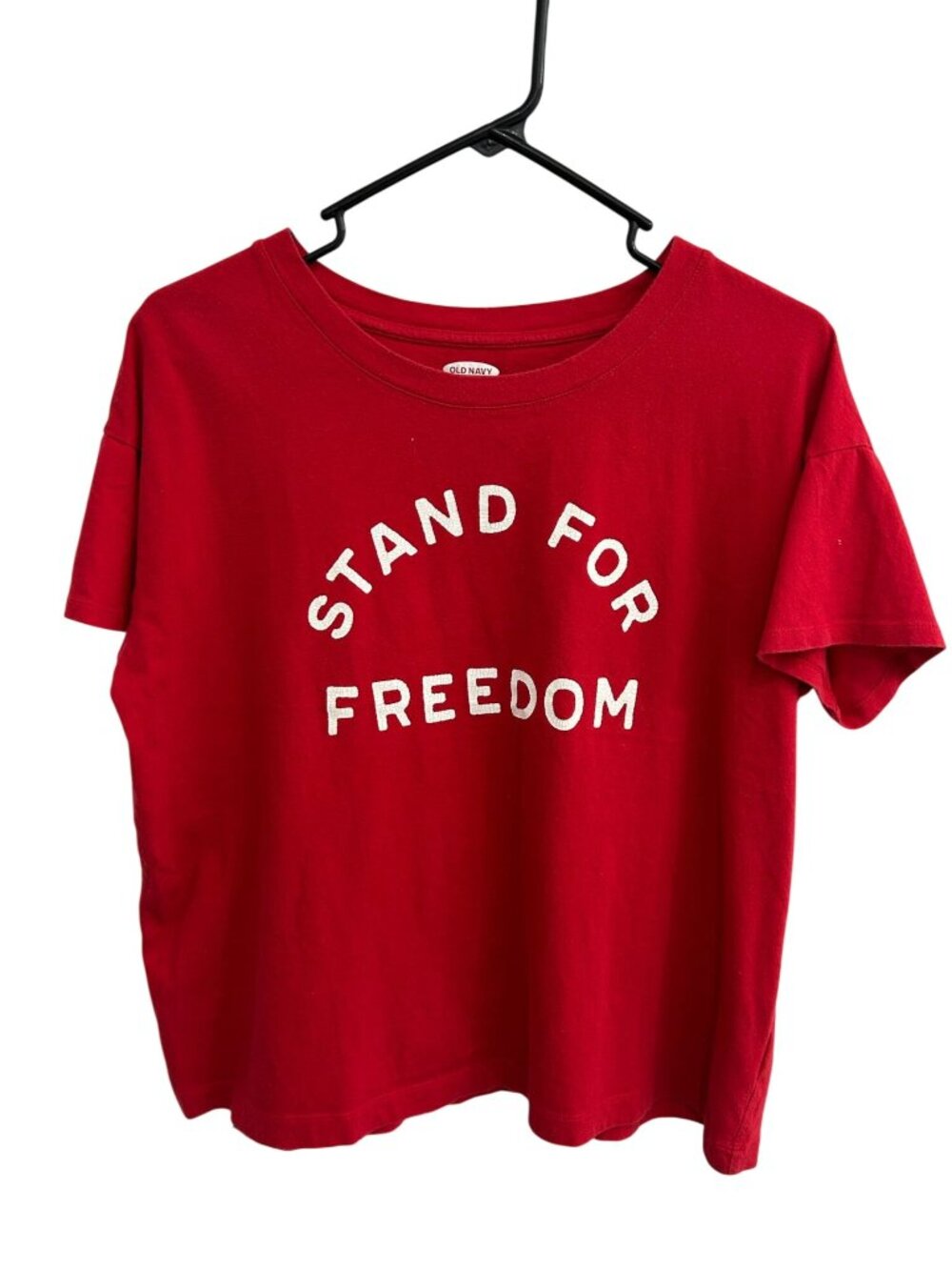 Old Navy Medium Red Stand For Freedom Graphic T-Shirt Cotton Collegiate Retro